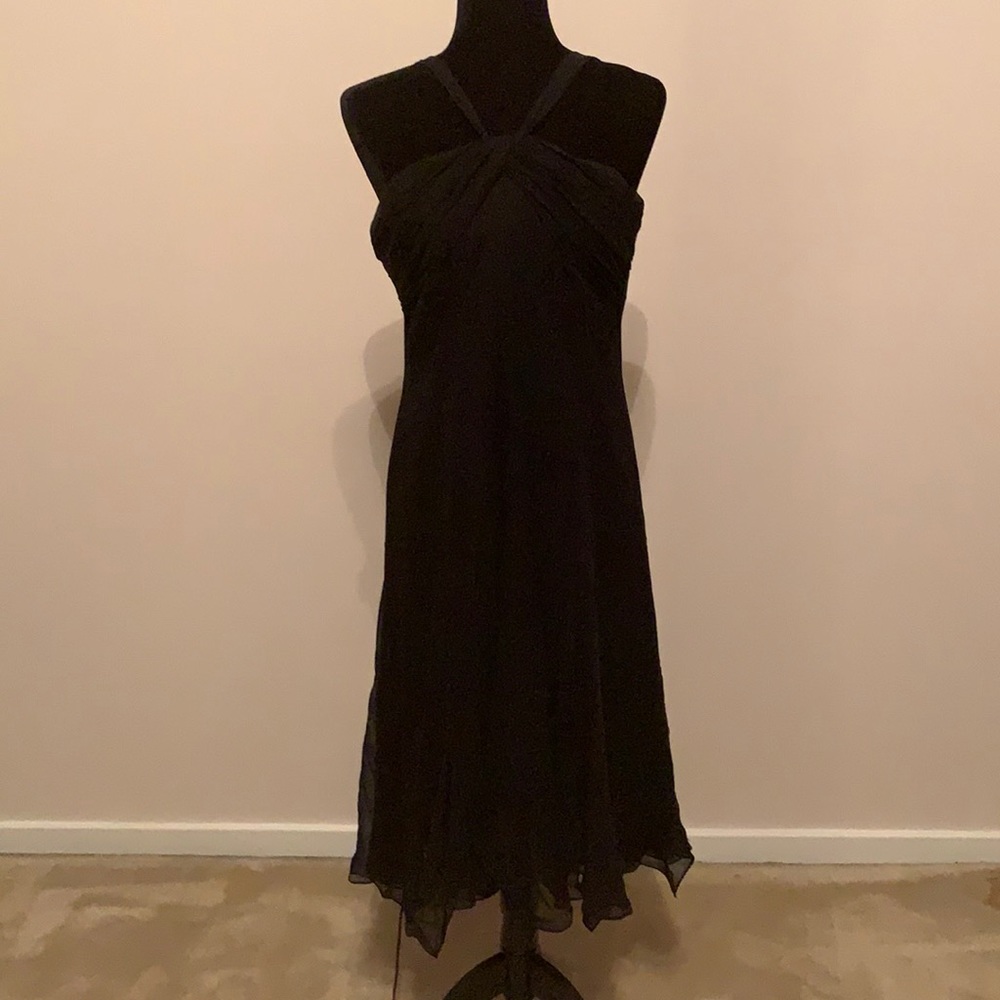 BCBG black halter chiffon dress
